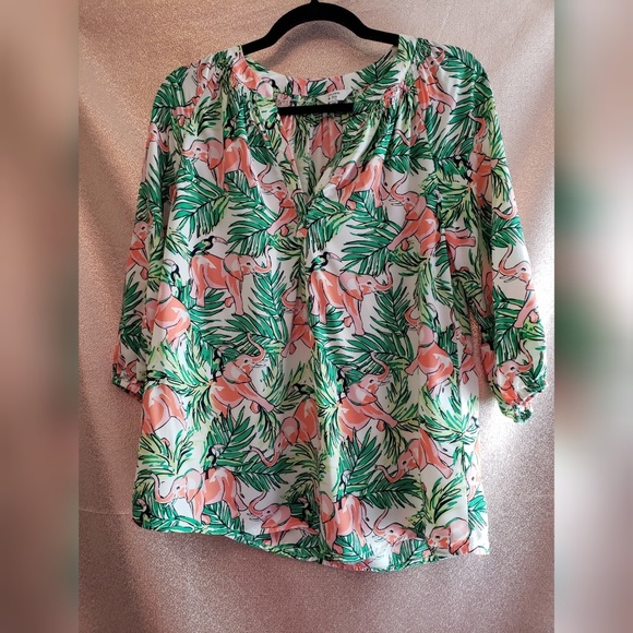 crown & ivy Tops - Crown & Ivy Elephant Palm Leaf Popover Blouse XS